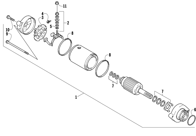 Parts Diagram for Arctic Cat 2008 500 MANUAL TRANSMISSION 4X4 FIS ATV STARTER MOTOR ASSEMBLY