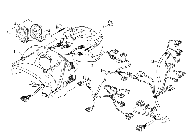 Parts Diagram for Arctic Cat 2004 FIRECAT 600 EFI EARLY BUILD SNOWMOBILE HEADLIGHT, INSTRUMENTS, AND WIRING ASSEMBLIES