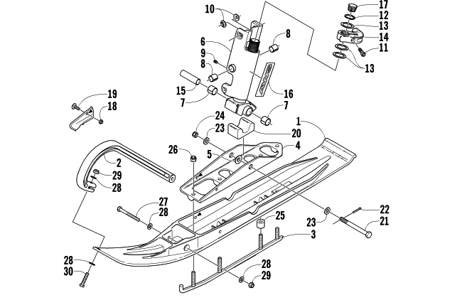 Parts Diagram for Arctic Cat 2004 FIRECAT 600 EFI EARLY BUILD SNOWMOBILE SKI AND SPINDLE ASSEMBLY