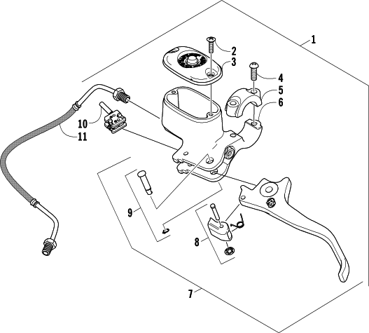 Parts Diagram for Arctic Cat 2004 400 MANUAL TRANSMISSION 4X4 FIS ATV HYDRAULIC HAND BRAKE ASSEMBLY