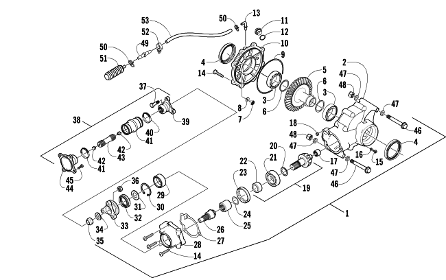 Parts Diagram for Arctic Cat 2003 500 FIS MANUAL TRANSMISSION () ATV REAR DRIVE GEARCASE ASSEMBLY