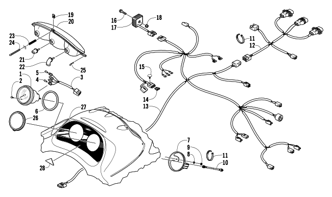 Parts Diagram for Arctic Cat 2004 Z 370 LX SNOWMOBILE HEADLIGHT, INSTRUMENTS, AND WIRING ASSEMBLIES