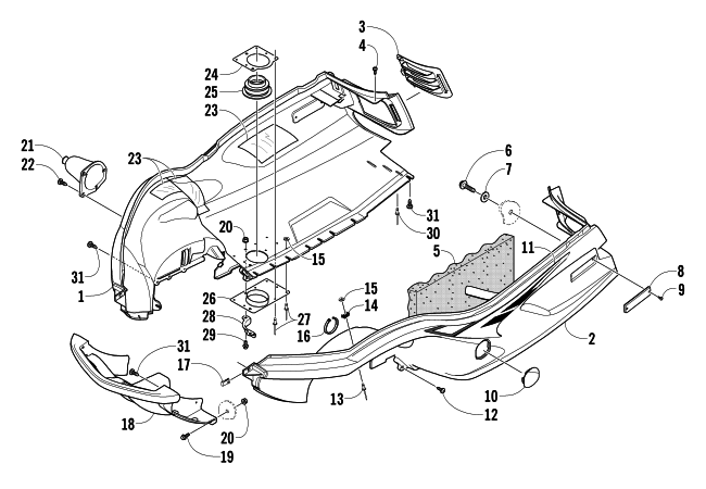 Parts Diagram for Arctic Cat 2004 Z 370 SNOWMOBILE BELLY PAN AND FRONT BUMPER ASSEMBLY
