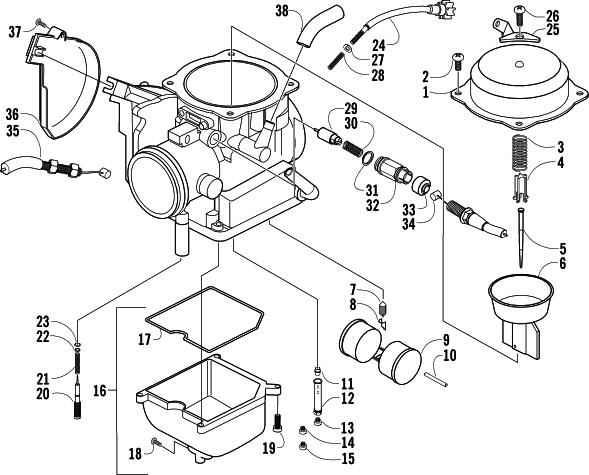 Parts Diagram for Arctic Cat 2005 250 2X4 ATV CARBURETOR