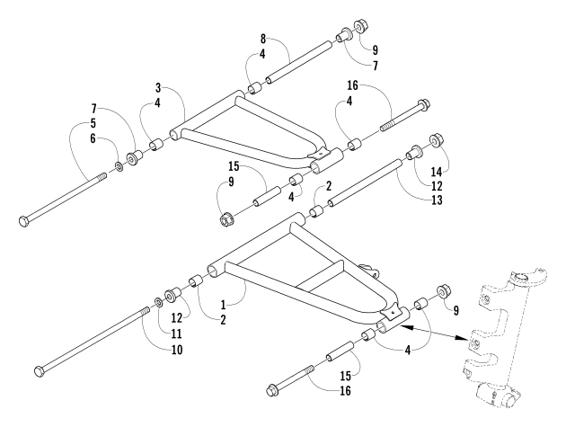 Parts Diagram for Arctic Cat 2008 BEARCAT WIDE TRACK TURBO SNOWMOBILE A-ARM ASSEMBLY