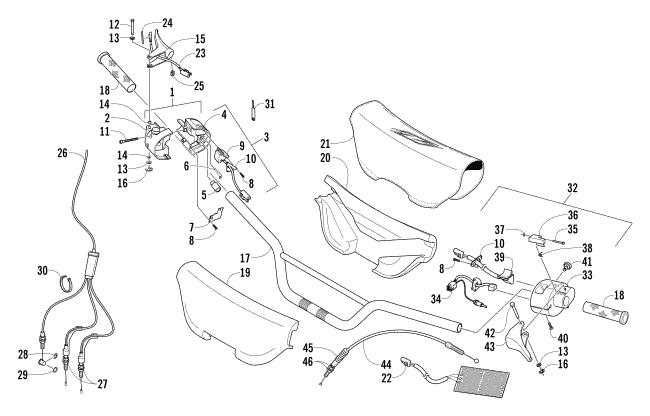 Parts Diagram for Arctic Cat 2004 Z 440 LX SNOWMOBILE HANDLEBAR AND CONTROLS