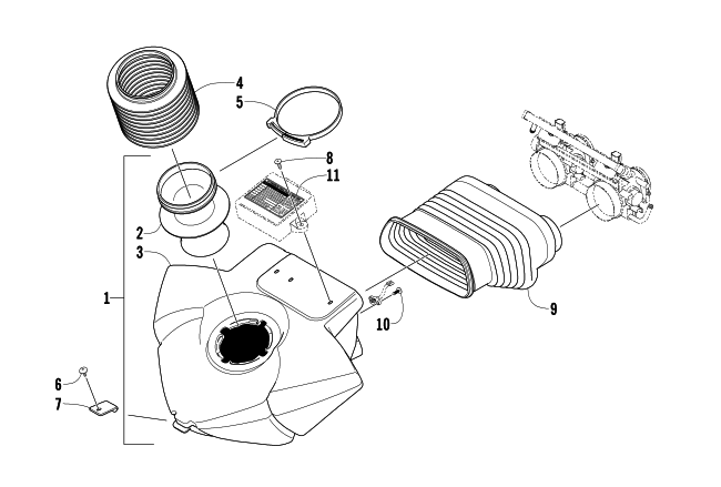 Parts Diagram for Arctic Cat 2004 FIRECAT 600 EFI EARLY BUILD SNOWMOBILE AIR SILENCER ASSEMBLY