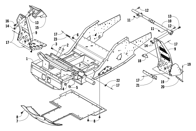 Parts Diagram for Arctic Cat 2004 Z 370 LX SNOWMOBILE FRONT FRAME AND FOOTREST ASSEMBLY