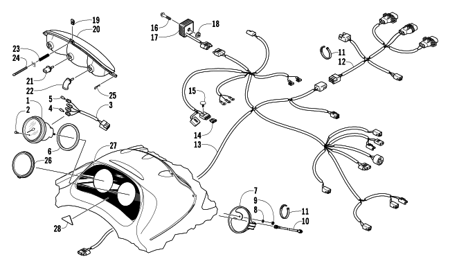 Parts Diagram for Arctic Cat 2004 Z 440 LX SNOWMOBILE HEADLIGHT, INSTRUMENTS, AND WIRING ASSEMBLIES