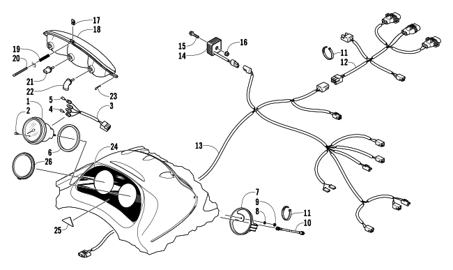 Parts Diagram for Arctic Cat 2004 Z 370 SNOWMOBILE HEADLIGHT, INSTRUMENTS, AND WIRING ASSEMBLIES