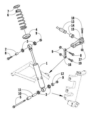 Parts Diagram for Arctic Cat 2006 Z 570 SNOWMOBILE SHOCK ABSORBER AND SWAY BAR ASSEMBLY