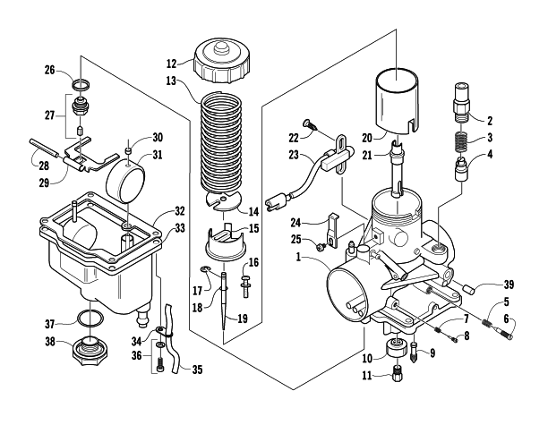 Parts Diagram for Arctic Cat 2005 Z 440 LX SNOWMOBILE CARBURETOR