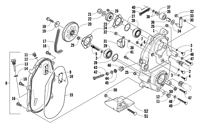 Parts Diagram for Arctic Cat 2004 Z 570 SNOWMOBILE DRIVE/DROPCASE ASSEMBLY