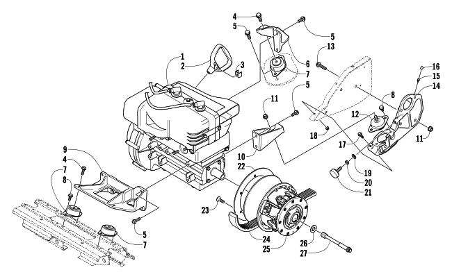 Parts Diagram for Arctic Cat 2004 BEARCAT 570 SNOWMOBILE ENGINE AND RELATED PARTS