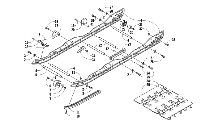 Parts Diagram for Arctic Cat 2004 FIRECAT 600 EFI EARLY BUILD SNOWMOBILE SLIDE RAIL AND TRACK ASSEMBLY