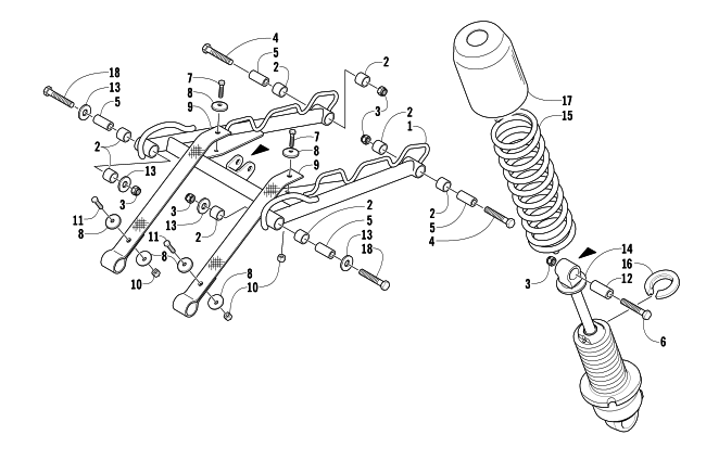 Parts Diagram for Arctic Cat 2004 FIRECAT 600 EFI EARLY BUILD SNOWMOBILE REAR SUSPENSION FRONT ARM ASSEMBLY
