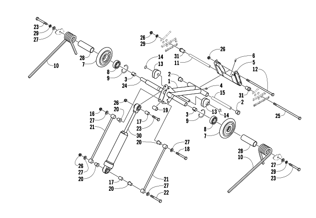 Parts Diagram for Arctic Cat 2004 FIRECAT 600 EFI EARLY BUILD SNOWMOBILE REAR SUSPENSION REAR ARM ASSEMBLY