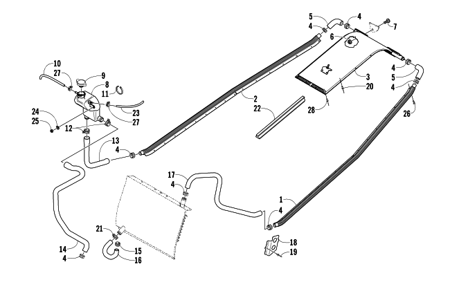 Parts Diagram for Arctic Cat 2004 FIRECAT 600 EFI EARLY BUILD SNOWMOBILE COOLING ASSEMBLY