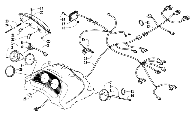 Parts Diagram for Arctic Cat 2004 PANTHER 570 SNOWMOBILE HEADLIGHT, INSTRUMENTS, AND WIRING ASSEMBLIES