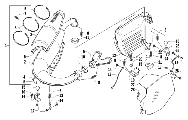Parts Diagram for Arctic Cat 2004 MOUNTAIN CAT 570 SNOWMOBILE EXHAUST ASSEMBLY