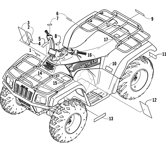 Parts Diagram for Arctic Cat 2004 400 AUTOMATIC TRANSMISSION 4X4 FIS MRP ATV DECALS