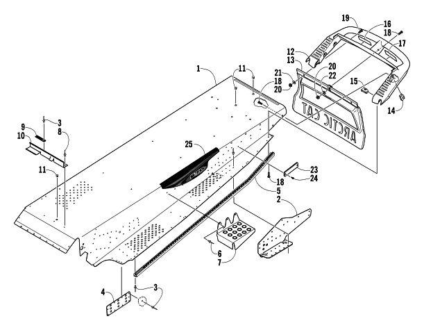 Parts Diagram for Arctic Cat 2004 PANTHER 570 SNOWMOBILE TUNNEL AND REAR BUMPER