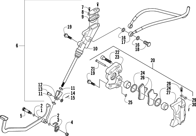 Parts Diagram for Arctic Cat 2004 400 AUTOMATIC TRANSMISSION 2X4 FIS ATV AUXILIARY BRAKE ASSEMBLY