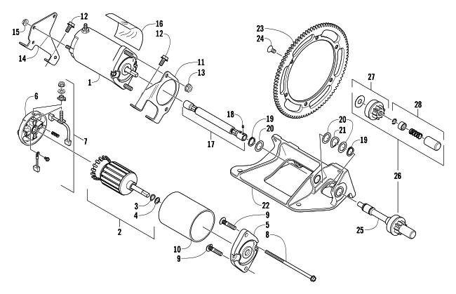 Parts Diagram for Arctic Cat 2004 MOUNTAIN CAT 570 SNOWMOBILE FLEX-DRIVE STARTER MOTOR ASSEMBLY (Optional)