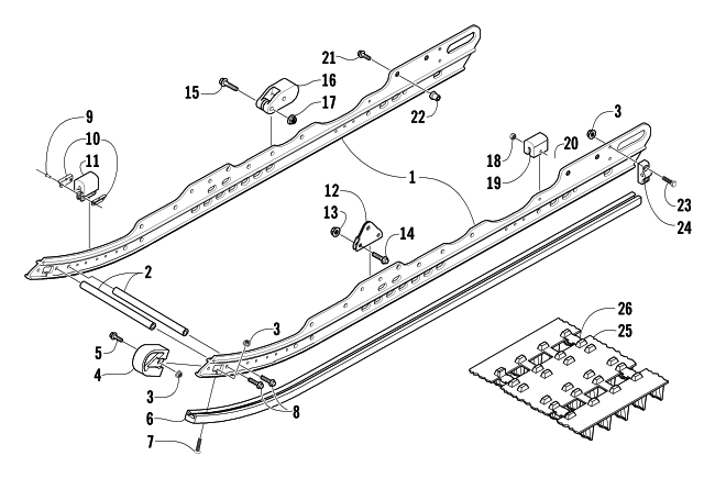 Parts Diagram for Arctic Cat 2004 PANTHER 370 SNOWMOBILE SLIDE RAIL AND TRACK ASSEMBLY