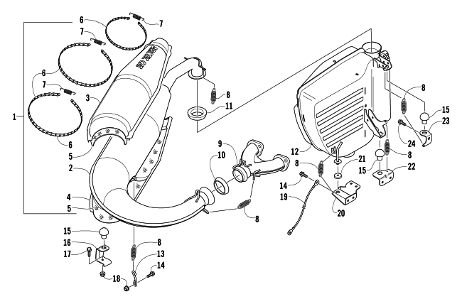 Parts Diagram for Arctic Cat 2004 PANTHER 570 SNOWMOBILE EXHAUST ASSEMBLY