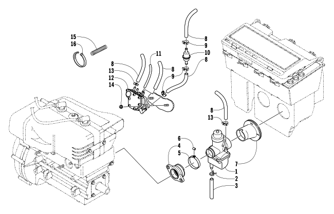 Parts Diagram for Arctic Cat 2004 Z 570 SNOWMOBILE CARBURETOR AND FUEL PUMP ASSEMBLY