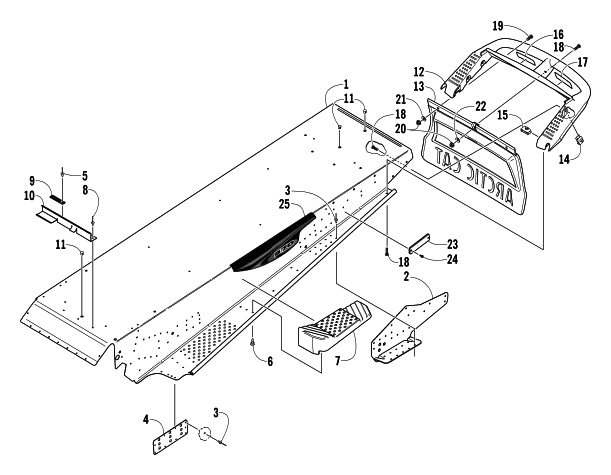 Parts Diagram for Arctic Cat 2004 PANTHER 370 SNOWMOBILE TUNNEL AND REAR BUMPER