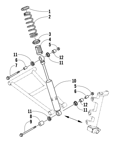 Parts Diagram for Arctic Cat 2004 MOUNTAIN CAT 570 SNOWMOBILE FRONT SUSPENSION SHOCK ABSORBER ASSEMBLY
