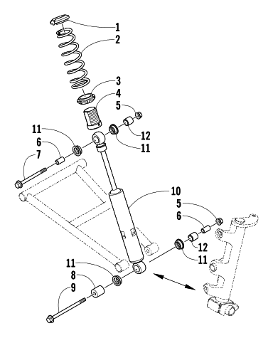 Parts Diagram for Arctic Cat 2006 BEARCAT 570 LONG TRACK SNOWMOBILE FRONT SUSPENSION SHOCK ABSORBER ASSEMBLY