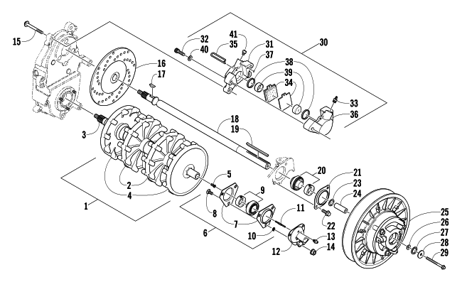 Parts Diagram for Arctic Cat 2004 MOUNTAIN CAT 600 EFI SNOWMOBILE DRIVE TRAIN SHAFTS AND BRAKE ASSEMBLIES