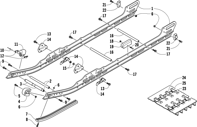 Parts Diagram for Arctic Cat 2004 MOUNTAIN CAT 600 EFI SNOWMOBILE SLIDE RAIL AND TRACK ASSEMBLY