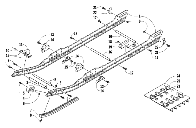 Parts Diagram for Arctic Cat 2004 MOUNTAIN CAT 570 SNOWMOBILE SLIDE RAIL AND TRACK ASSEMBLY