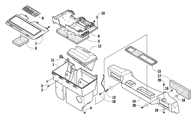 Parts Diagram for Arctic Cat 2004 PANTHER 370 SNOWMOBILE AIR SILENCER ASSEMBLY