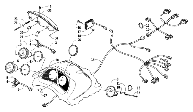 Parts Diagram for Arctic Cat 2004 MOUNTAIN CAT 570 SNOWMOBILE HEADLIGHT, INSTRUMENTS, AND WIRING ASSEMBLIES