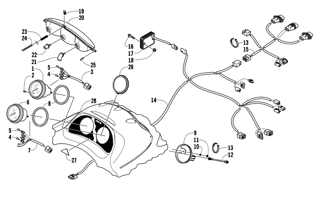 Parts Diagram for Arctic Cat 2004 MOUNTAIN CAT 600 EFI SNOWMOBILE HEADLIGHT, INSTRUMENTS, AND WIRING ASSEMBLIES