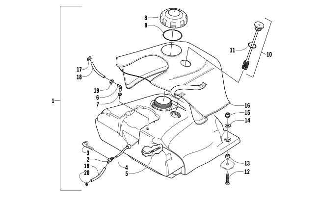 Parts Diagram for Arctic Cat 2004 MOUNTAIN CAT 900 151 SNOWMOBILE GAS TANK ASSEMBLY