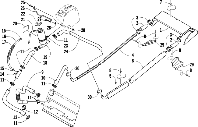 Parts Diagram for Arctic Cat 2004 MOUNTAIN CAT 600 EFI SNOWMOBILE COOLING ASSEMBLY