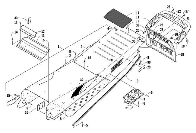 Parts Diagram for Arctic Cat 2004 MOUNTAIN CAT 600 EFI SNOWMOBILE TUNNEL AND REAR BUMPER