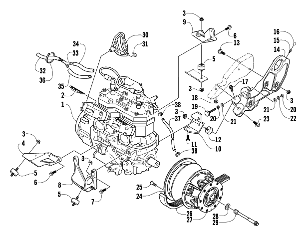 Parts Diagram for Arctic Cat 2004 MOUNTAIN CAT 600 EFI SNOWMOBILE ENGINE AND RELATED PARTS