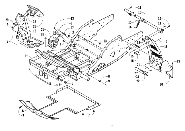 Parts Diagram for Arctic Cat 2004 PANTERA 800 EFI SNOWMOBILE FRONT FRAME AND FOOTREST ASSEMBLY