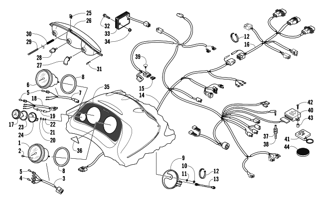 Parts Diagram for Arctic Cat 2004 PANTERA 800 EFI SNOWMOBILE HEADLIGHT, INSTRUMENTS, AND WIRING ASSEMBLIES