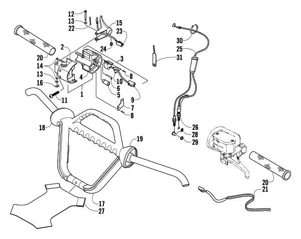 Parts Diagram for Arctic Cat 2004 MOUNTAIN CAT 800 EFI 159 SNOWMOBILE HANDLEBAR AND CONTROLS