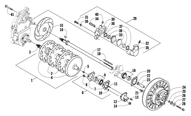 Parts Diagram for Arctic Cat 2004 MOUNTAIN CAT 900 EFI 151 SNOWMOBILE DRIVE TRAIN SHAFTS AND BRAKE ASSEMBLIES