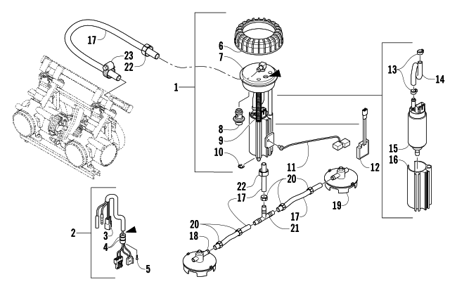 Parts Diagram for Arctic Cat 2004 PANTERA 800 EFI SNOWMOBILE FUEL PUMP ASSEMBLY