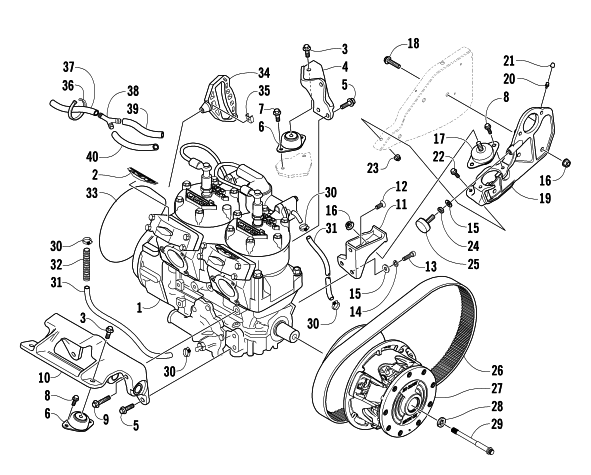 Parts Diagram for Arctic Cat 2004 PANTERA 800 EFI SNOWMOBILE ENGINE AND RELATED PARTS